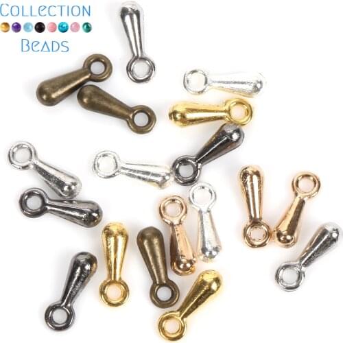 200pcs/ lot 6x3mm Gold Copper Water Drop End Beads For DIY Pendant Extender Chain Jewelry Making Findings Accessories