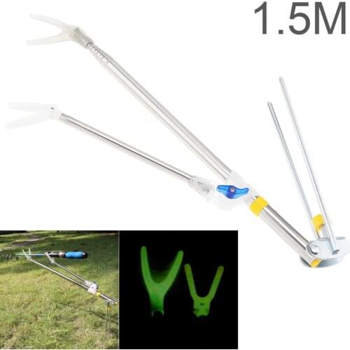 1.5m Silver Luminous Fishing Rod Ground Inserted Stand Bracket Metal Stretch Pole Fishing Box Chair Holder