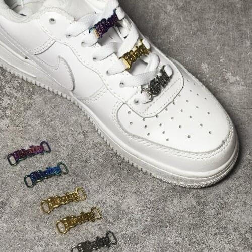 1Pair DIY Letter Shoelaces Buckle Decorations Sneaker Kits Metal Lace Buckle Stylish Sports Metal Kits Shoelaces Accessories