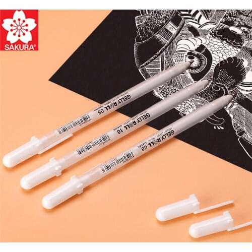 1pc Japan Sakura Gelly Roll Gel Ink Pen White 05/08/10 Sketch Highlight Marker Pen Drawing Art Supplies XPGB
