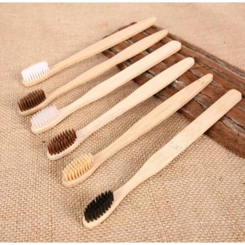 10PCS Environmental Personal Bamboo Charcoal Toothbrush For Oral Health Low Carbon Medium Soft Bristle Wood Handle Toothbrush