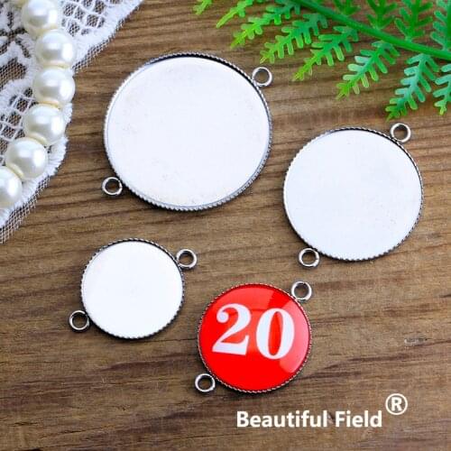 Stainless Steel 10pcs Fit 18mm 20mm 25mm 30mm Cabochon Settings Round Cameo Base Blank Tray Jagged Connector