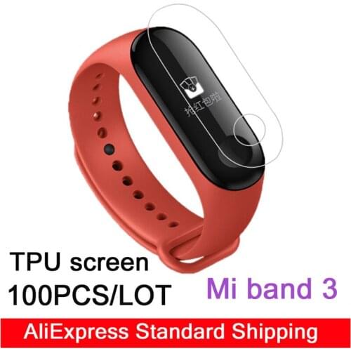 100PCS/LOT TPU HD screen film for Original Xiaomi Mi Band 3 smart bracelet screen protector film protective watch dustproof