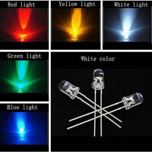 100pcs X 5 color = 500pcs 3mm white red yellow blue green Light-emitting diode Super Bright Light Bulb Led Lamp