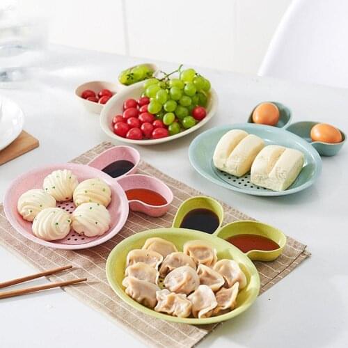 2Pcs Dual-layer Anti-skid Dumpling Food Draining Plate Dipping Saucer Serving Dish Bowl Fruit Bowl Dumplings Dish Tableware