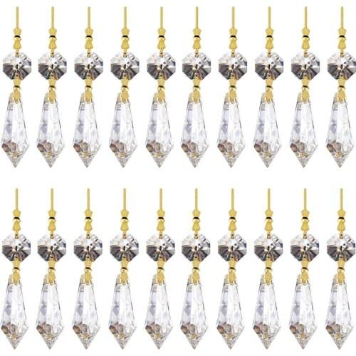 20PCS DIY Transparent Teardrop Chandelier Pendant Parts Beads, Chandelier Hanging Decoration