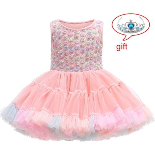 2021 Kids Girls Tutu Skirts Princess Pettiskirt Ballet Dance Birthday Party Costume Chlidren Clothes For 1 -6 Years Give Crown