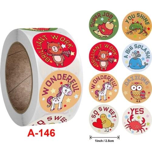500PCS Children Cute Sticker Gift Box Classic Toy Sticker School Teacher Reward Sticker 8 Patterns Whale Owl Bear Hedgehog