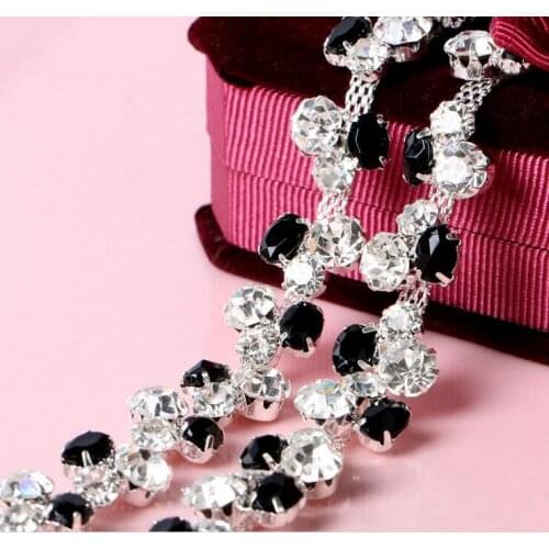 Free Shipping 5 yards Crystal Rhinestone Trim, Rhinestone Applique, Bridal Applique,Wedding Applique,Rhinestone Chain TONG034