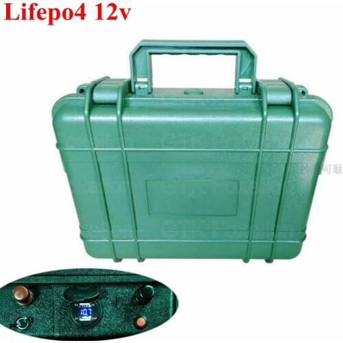 Army Green Case 12V 50Ah 60Ah 30Ah 40Ah Lifepo4 Lithium Battery for Outdoor Power Supply Electric motor Waterproof + 6A Charger