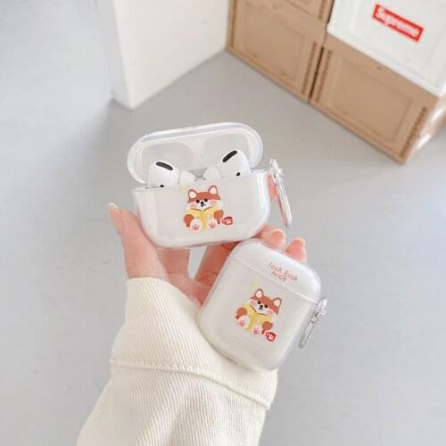 Shiba Inu and Bear Soft Silicone Couple Earphone Case for Apple Airpod 2/1 Cover for Air Pods Pro 3 Clear Shell Charging Box