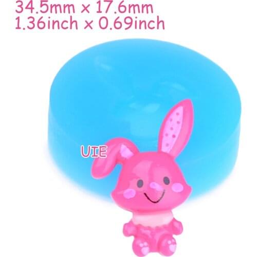 DYL301U 34.5mm Rabbit Silicone Mold - Kawaii Animal Flexible Mold Cake Decoration Resin Mold, Cookie Biscuit Mold