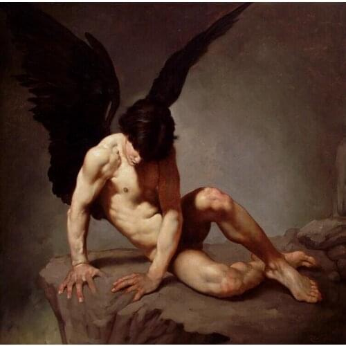 Perfect top art hand painted on canvas: charming art painting, fantasy man with dream wings