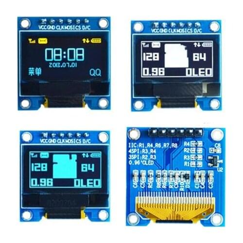 IPS 0.96 inch 6PIN SPI Blue/White/Yellow Blue PM OLED Screen Module SSD1306 IIC Interface 128*64