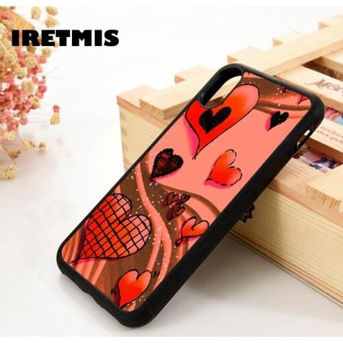 Iretmis 5 5S SE 6 6S TPU Silicone Rubber Phone Case Cover for iPhone 7 8 Plus X Xs 11 12 MINI Pro Max XR RED HEARTS