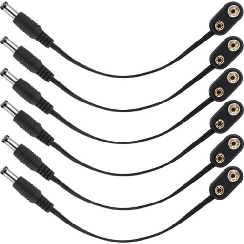 New Guitar Pedal Power Cable 9 Volt Battery Connectors 9V Battery Clip Power Supply for Guitar Pedals 6 Pcs