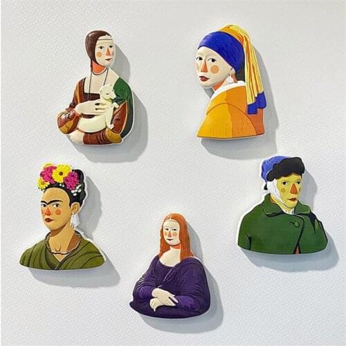 Creative Famous Painting Fridge Magnets Van Gogh Mona Lisa Refrigerator Magnetic Sticker Home Decor Ornaments Figurines Gift