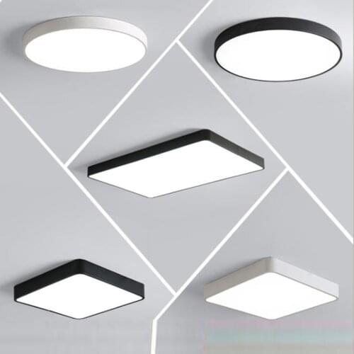 Square Slim LED Ceiling Lights 3CCT Dimmable 18W 24W 36W 60W Simplicity Black White Panel Light for Bedroom Livingroom Bathroom