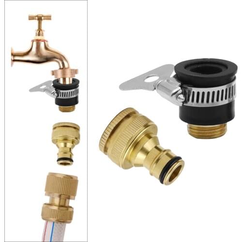 Brass Universal Hose Adapter 1/2" 3/4" Metal Threaded Water Faucet Connector Car Wash Water Gun Hose Tube Fitting Quick Connect