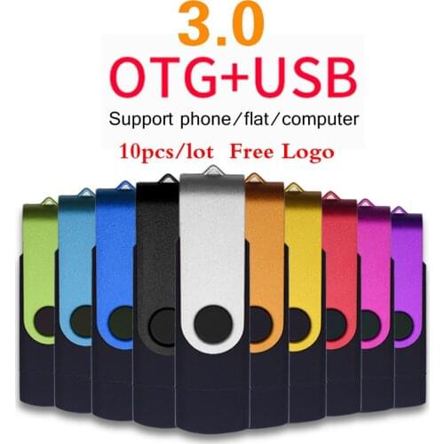 10pcs/lot Metal Usb Flash Drive OTG USB 3.0 for Android Smart Phone 8GB 4GB Pendrive 64GB 32GB 16GB Memory Stick Gift Free Logo