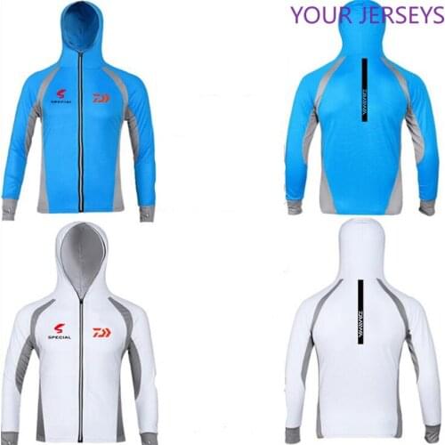 New 2022 Daiwa Hooded Performance Fishing Shirt Men UPF 50 UV Sun Protection Quick Dry Mesh Cooling Long Sleeve Fishing Clothes