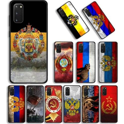Soft Phone Case for Samsung Galaxy S20 FE S21 Ultra 5G S8 S9 S10 S20 Plus S10e Matte Cover Coque Russian flag bear eagle