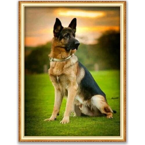 Animal German Shepherd DIY Cross Stitch Embroidery 11CT Kits Craft Needlework Set Printed Canvas Cotton Thread Home Decoration