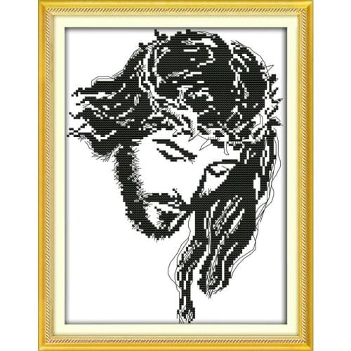 Joy Sunday Jesus meditation chinese printed canvas Handmade embroidery cross stitch kits 14CT DMC counting patterns Home decor