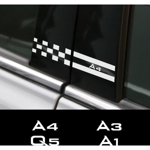 2PCS Car Sticker For Audi A4 B5 B6 B7 B8 A3 8P 8V 8L A5 A6 C6 C5 C7 A1 A7 A8 Q2 Q3 Q5 Q7 TT RS5 B Pillar Auto Tuning Accessories
