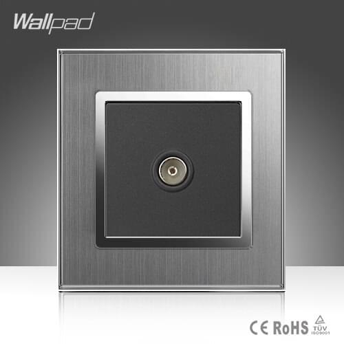 TV Socket Wallpad 110-250V Satin Silver Metal Weak Current TV Television Plug Port Wall Socket Free Shipping