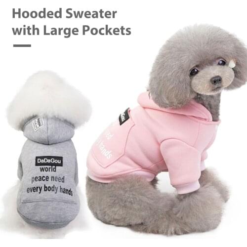 NEW Dog Cotton Clothes Pet Hoodie With Big Pockets Pet Sweatshirts Cotton Warm Comfy Dog Clothes For Winter