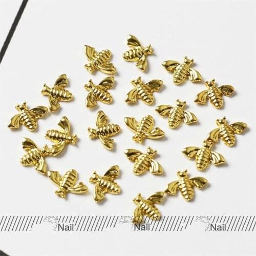 Lot Japanese 3d Golden Bee Nail Art Decorations Charm Diy Manicure Silver Jewelry Alloy Studs For Jewelry Accessoires Rivets