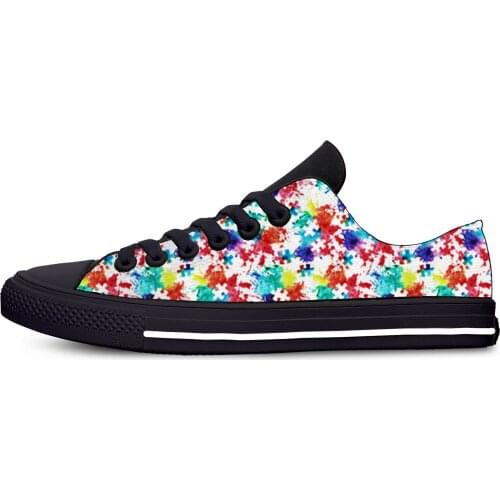 Autism Awareness jigsaw puzzle New Arrive Fashion Lightweight Classic Flat Canvas Shoes Men Women Casual Breathable Sneakers