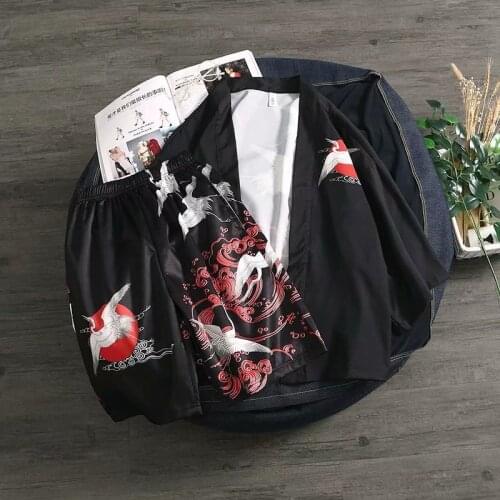 Pajamas Mens Black Yukata Men Summer Boho Kimonos Shorts Beach Suit Haori Asian Clothes Shirt Kimono Cardigan robe Japanese