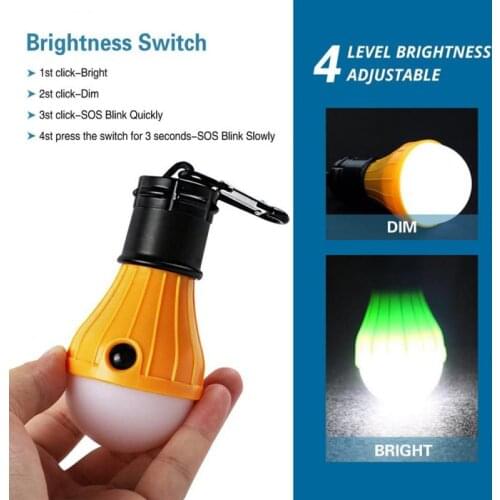 Mini Portable Lighting Lantern Tent Light LED Bulb Emergency Lamp Waterproof Hanging Hook Flashlight Camping Light Use 3*AAA