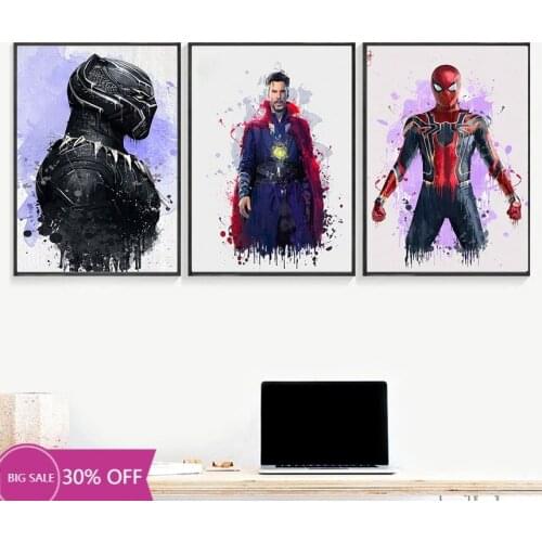Disney Classic Marvel Movie Poster and Picture Avengers Canvas Painting Doctor Strange Spiderman Wall Art Kids' Room Home Decor