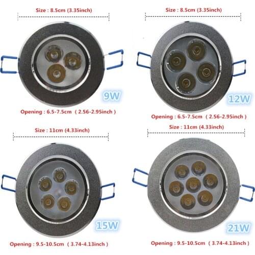 Dimmable led downlight 9W 12W 15W 21W Recessed lighting lamp AC85-240V led cabinet bulb Spotlight LED Ceiling light
