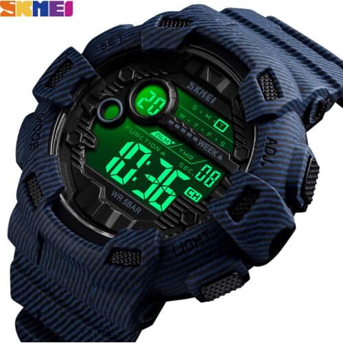 SKMEI Fashion Sport Watch Men Alarm Clock Cowboy Waterproof Week Display Men Watches Denim Digital Watch relogio masculino 1472