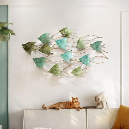 Mediterranean Retro Sofa Background Wall Decoration Wrought Iron Wall Decoration Fish Children Room Wall Pendant Creative Wall
