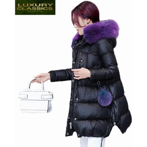 Jacket 2021 New Down Women Parka Autumn Winter long cloak female Overcoat Fox Fur outerwear lady Down jacket LX1265