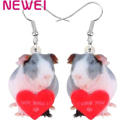 NEWEI Acrylic Valentines Day Mouse Rat Earrings Drop Dangle Jewelry For Women Girls Teens Lovers Charms Festival Gift Accessory