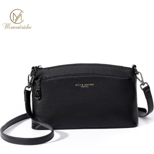 Genuine Leather Women Messenger Bag Genuine Cow Leather Black Mommy’s Handbags Fashion Lady Large Capacity Shoulder Purses