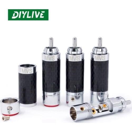 1PCS Single crystal copper carbon fiber refrigerated with lock RCA power amplifier AV audio cable connecting head lotus head