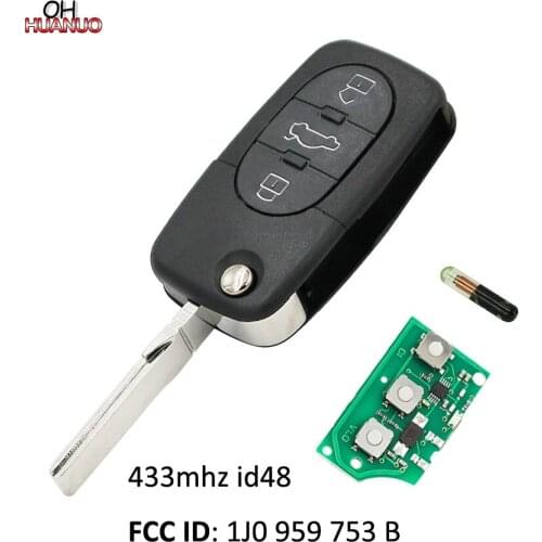 3 Buttons Remote Key Control Fob With ID48 Chip 433MHZ/433.92 MHZ for VW 1J0 959 753 B For Beetle Bora Passat and more others