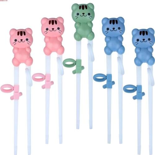 Wusteg 5 Pack Kids Training Chopsticks Cat Shape Baby Training Chopsticks with S Chinese Chopstick Learner Gifts