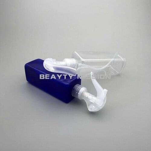 BEAUTY MISSION 250ml X 24 clear square PET empty plastic hair spray pump bottles containers,blue cosmetic spray bottle container