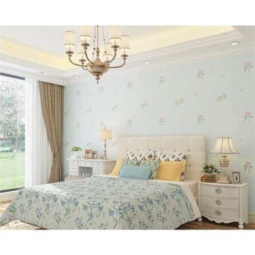 Beibehang Modern living room nonwoven wall paper simple romantic garden bedroom green TV background papel de parede 3d wallpaper