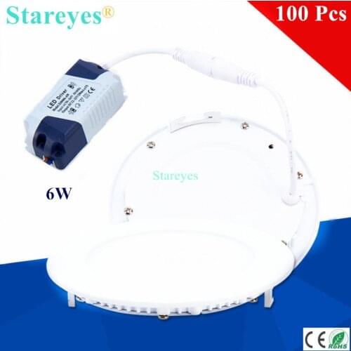 Free shipping 100 Pcs Round LED Panel Lights 6W AC 85-265V 120mm 420 lumen smd 2835 lamp bulb led ceiling light lighting