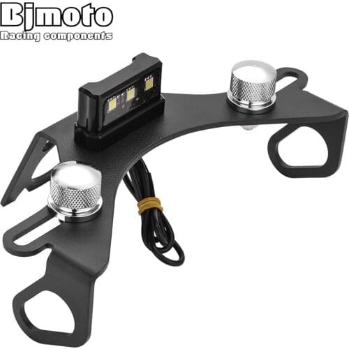 Bjmoto Motorcycle YzfR6 Adjustable CNC License Number Plate Holder Bracket white LED Plate Light For Yamaha Yzf R6 2006-2016