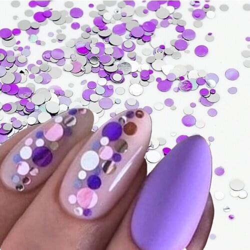 Nail Art Sequins Round Colorful Laser Flakes Mixed Color 3D Fashion Paillette Glitter Manicure Nail Art Decoration Tool